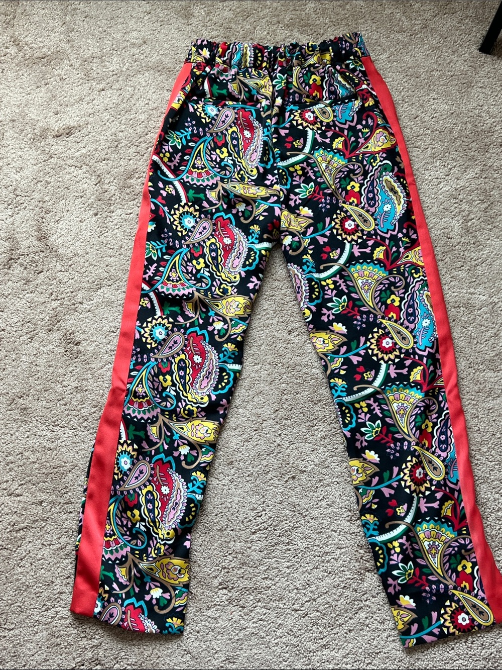 NWOT Boden Ludlow Multicolor Paisley Pants with Red Side Stripe - Picture 6 of 9